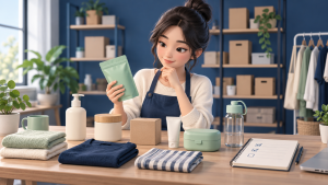 Minh họa người bán lựa chọn một nhóm sản phẩm để bắt đầu kinh doanh.